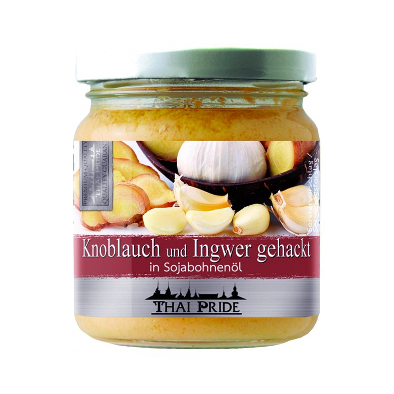 THAI PRIDE Knoblauch Ingwer gehackt in Sojabohnenöl 175 g
