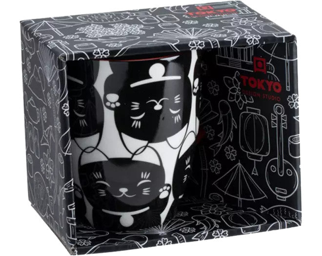 Tokyo Design Studio Kawaii-Tasse, Lucky Cat Black Geschenkbox, 380 ml