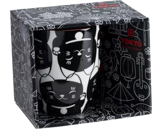 Tokyo Design Studio Kawaii-Tasse, Lucky Cat Black Geschenkbox, 380 ml